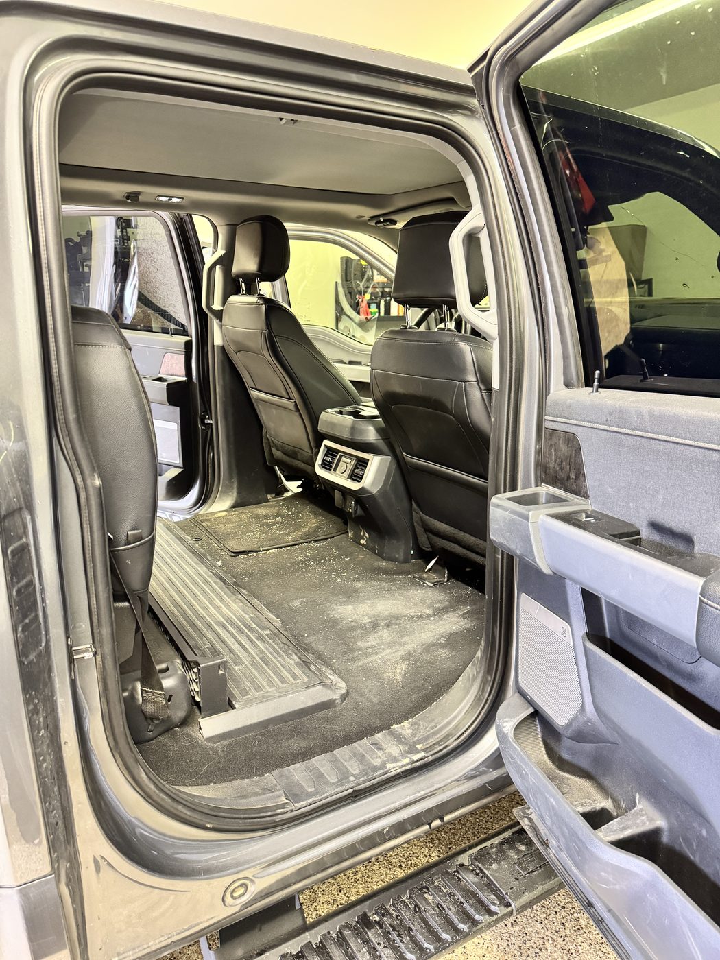 Ford F-350 rear floor before interior detail